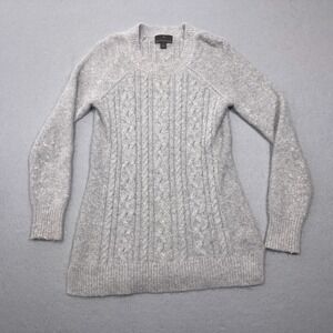 Fenn‎ Wright Manson Grey Cable Knit Angora Rabbit Hair Sweater Women Size Medium